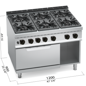 COCINA 900 MOD. G9F6+FG "6F+H 2/1 GAS"