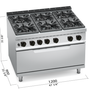 COCINA 900 MOD. G9F6+T "6F+H GRANDE GAS"