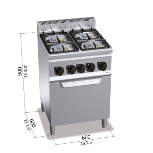 COCINA 600 MOD. G6F4PW+FG1 "4F+H 1/1 GAS"